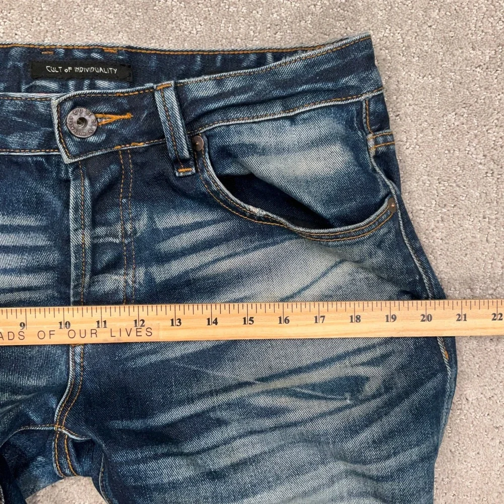 Cult of Individuality Jeans Mens 31x34 Blue Buckle 8 Distressed Slim